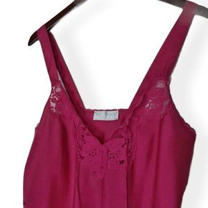 Val Mode Lingerie Pink Fusia Slip Vintage EUC